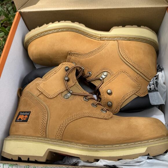 Men's Timberland PRO PIT BOSS 6" WHEAT Steel Toe Boots Safety Shoes Size 8.5 - Picture 2 of 11